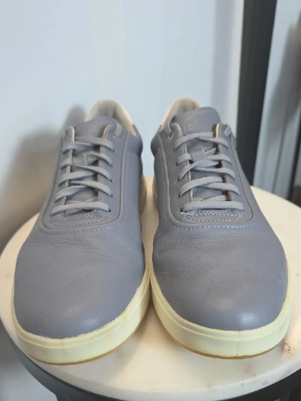 adidas Adi Pure Men's Grey Leather Golf Sneakers with Cream Sole Size 9